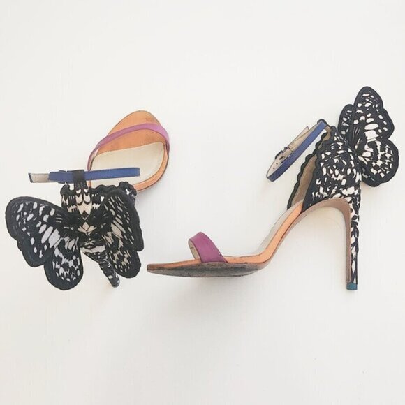 Sophia Webster Embroidery Sandal Chiara Butterfly High Heels‎ Shoes Pink 38.5 - Picture 8 of 16